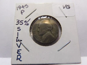 1945 P Jefferson 2. Weltkrieg Nickel 35 % Silber - Bild 1 von 2
