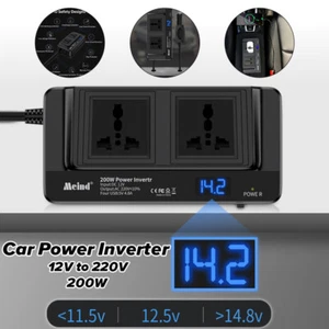 Car Power Inverter 12V to 220V Converter 200W With 4USB Phone Charger Socket - Picture 1 of 13