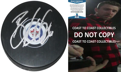 Blake Wheeler autographed Winnipeg Jets logo Hockey Puck exact proof Beckett COA - Image 1 of 4