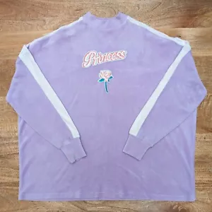 Womens Lazy Oaf Princess Velour Oversized Sweatshirt Pastel Pink Lilac S Small - Picture 1 of 7