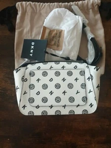 DKNY Black And White Logo Crossbody Double Compartment - Brand New - Picture 1 of 9