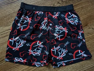 FUNBOXERS LOVE Boxers S Black & Red Hearts YOU & ME Valentine's NWOT 2016 UNISEX - Picture 1 of 5
