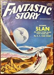 Fantastic Story Summer 1952 AE Van Vogt novel SLAN, L Brackett/Finlay art, VG - Picture 1 of 11