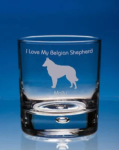 Belgian Shepherd Whisky Glass Dog Gift Personalised Engraved Dog Whisky Tumbler - Picture 1 of 1