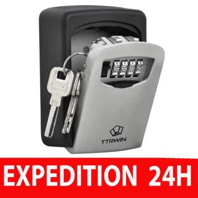 Boite à clés Coffre-Fort Rangement Clé Sécurisé Serrure Combinaison à 4 Chiffres