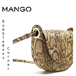 MANGO Umhängetasche SCHLANGENHAUT Tierdruck SCHLANGENEFFEKT Sattelklappe Handtasche Neu mit Etikett - Bild 1 von 9