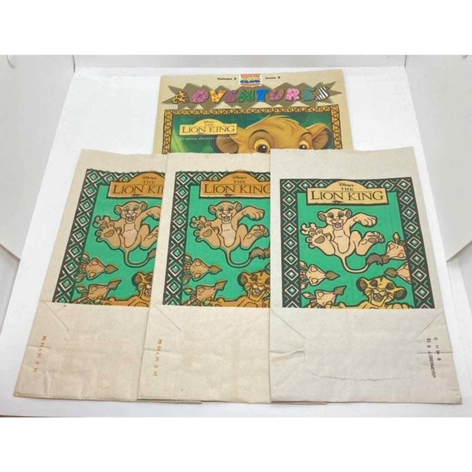 Bolsas Burger King Disney Lion King 1994 vintage x3 y papeles de actividad Foto 1 de 1