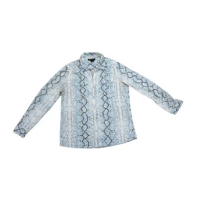 Blusa de seda Etcetera para mujer talla 14 manga larga, cuello estampado animal  Foto 1 de 4