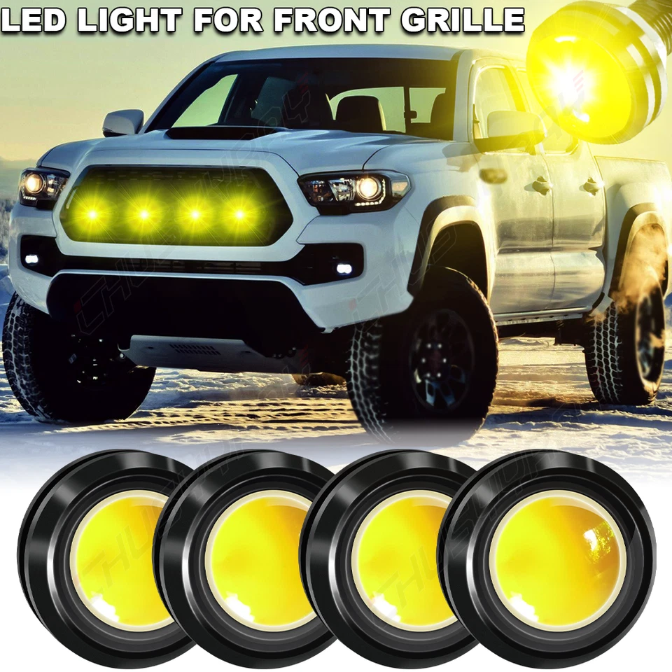 4PCS Yellow LED Light Raptor Style Front Grille Light for  Maverick Pickup - Image 1 of 4