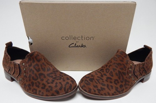 Scarpe slip on Clarks Trish Bell taglia US 6 5 W WUDE EU 37 da donna in camoscio leopardate