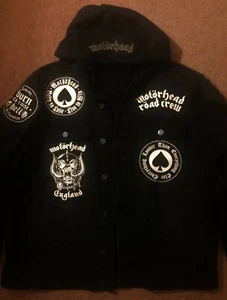 Motorhead Road Crew Distressed Slashed Hooded Denim Jacket Ace Of Spades Louder! - Picture 1 of 12