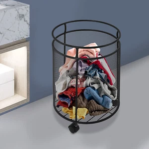 Carrello portabiancheria moderno 40 cm in metallo nero con 4* ruote universali carico 25 kg - Foto 1 di 19