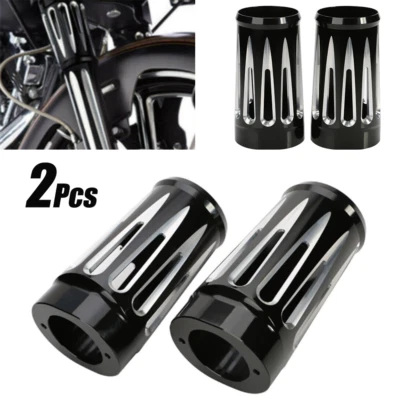 Cubierta de horquilla deslizante delantera negra 1980-2022 para Harley-Davidson Road Street Glide Foto 1 de 4