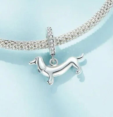 Charm Dangle Hund Welpe 925 Silber Dackel - Anhänger für Armband - Bild 1 von 2