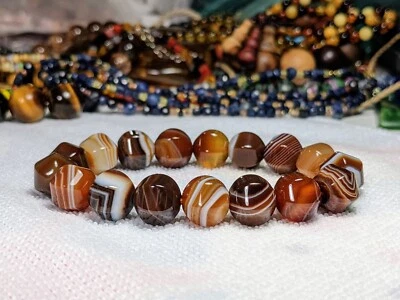 Pulseira masculina de contas de ágata em forma de abóbora 12 mm 7 7,5 8,5 polegadas - Imagem 1 de 4