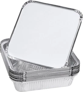 200 x Disposable Aluminum Foil Tray Container Baking Party BBQ Takeaway with Lid - Picture 1 of 7