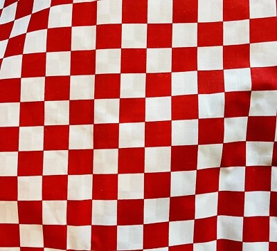 3 Yards Checkered White & Red Racing Flag Poly Cotton  Broadcloth Fabric - Image 1 of 2