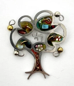 Seeka Tree Of Life Chai Pin - Vintage Judaica Brooch - Picture 1 of 8