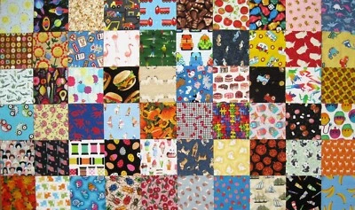 48 I Spy Children's 4" Fabric Quilt Squares All Different Charm Pack Kit Blocks - Image 1 of 4