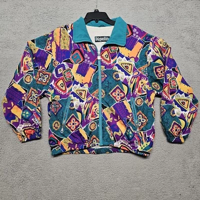 Vintage Retro Abstract Multicolor Jacket Women’s Medium Kaelin Pockets Full Zip  - Image 1 of 4