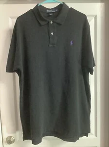 Polo Ralph Lauren Men's Polo Shirt Black/Purple Pony Logo 100% Cotton Sz XL - Picture 1 of 7