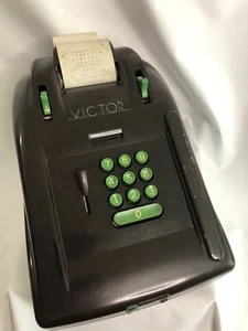 Vintage Victor Electric Adding Machine. Made Of Brown Bakelite W/Green Buttons! - Picture 1 of 9