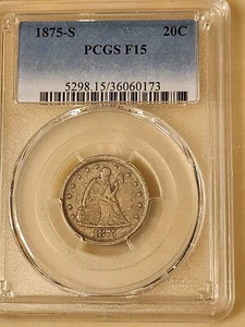 1875-S Twenty Cents PCGS F15 - Picture 1 of 2