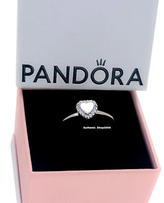 NEW 100% Authentic PANDORA 925 Ale Silver Engravable Heart Halo Ring 193801C01 - Image 1 of 4