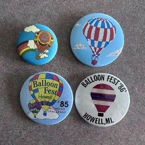 Lote de botones de globo aerostático Howell Michigan Challenge Balloonfest años 80 - Imagen 1 de 7