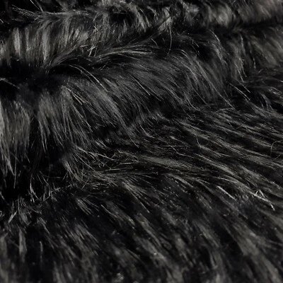 Webpelz Langhaar kuscheliges Kunstfell Stoff Fell Schwarz Grau meliert Deko - Bild 1 von 4