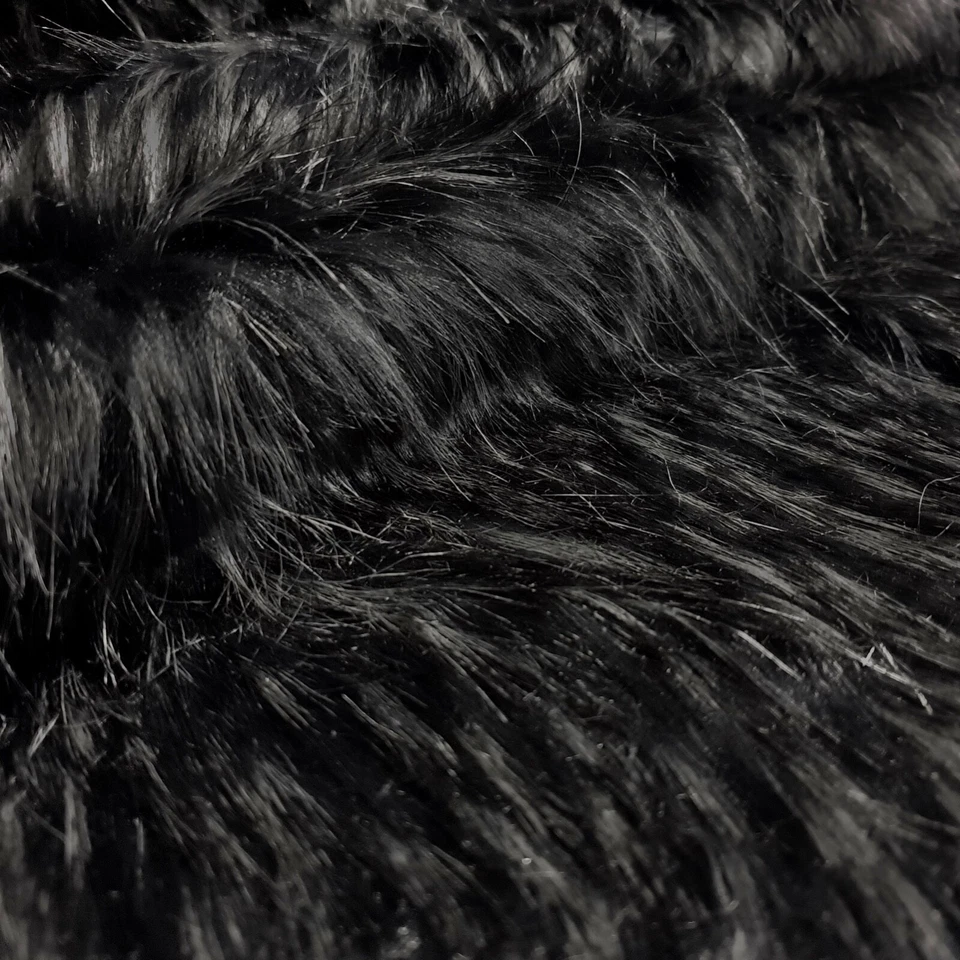 Webpelz Langhaar kuscheliges Kunstfell Stoff Fell Schwarz Grau meliert Deko - Bild 1 von 4
