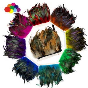 Super colorful 1/10 Meter 14-20CM Nature Rooster Trims Saddle Feathers Ribbon - Picture 1 of 27
