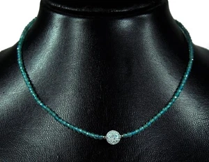 Healing Stone Apatite Necklace Facetted Ø0 1/8in With Bergkristallperle 925 - Picture 1 of 4