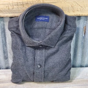 Proper Cloth Shirt Mens Medium 15.5 Button Down Gray Pockets Cotton Long Sleeve - Picture 1 of 3