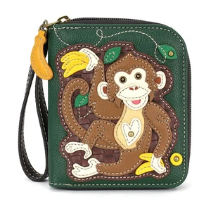 CHALA MONKEY WITH BANANAS Zip Around Wallet Wristlet 4.5 in x 5.5 in x 1 NWT - Picture 1 of 6
