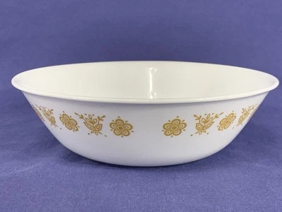 VINTAGE 1970 ~ Butterfly Gold ~ 8.5" Serving Bowl Yellow & White  NICE! - Image 1 of 4