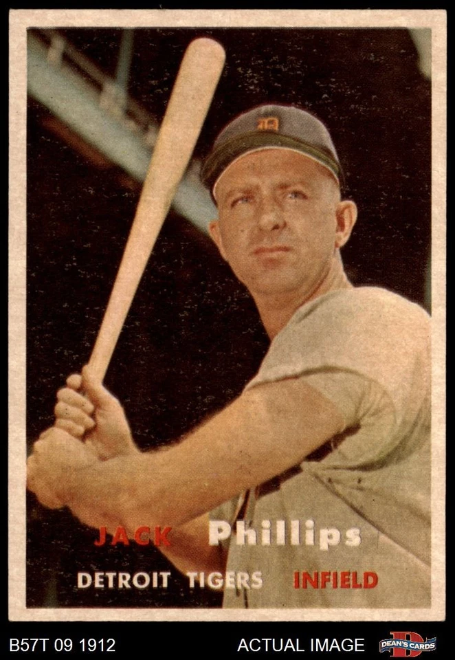 1957 Topps #307 Jack Phillips Tigers DOUBLE-PRINT 7 - NM - Image 1 of 1