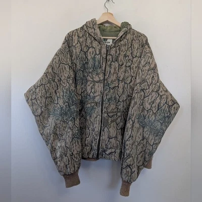 Chaqueta de bombardero de caza vintage retro True Blend camuflada con capucha para hombre 3X Foto 1 de 4