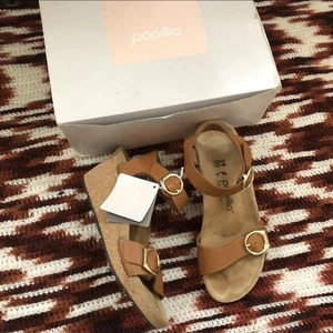 NEU BIRKENSTOCK Papillio Soley Ring Schnalle Keilabsatz Ingwer Braun 39 Damen 8 - Bild 1 von 6