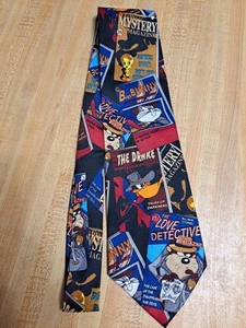 Vintage Krawatte 1997 Looney Tunes Mystery Magazin Taz Bugs Bunny Tweety Daffy - Bild 1 von 7