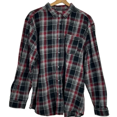 Mens Heavyweight Plaid Flannel Shirt 2XL Black Burgundy Winter Lumberjack Grunge - Image 1 of 4
