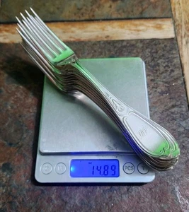 JUEGO DE 12 RAROS ANTIGUOS J.G. MONEDA BALDWIN PLATA🥈🤑 HORQUILLAS DE ALMUERZO GRABADAS AML - Imagen 1 de 13