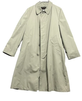 Raintamer Coat Mens 42 Regular Beige Raincoat Faux Fur Lined Button Front Raglan - Image 1 of 4