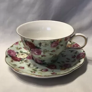 Gracie China by Coastline Imports Blumen Teetasse und Untertasse - Bild 1 von 5