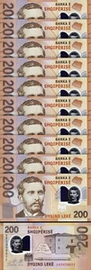 Albania 200 Leke 2017 - 2019, UNC, 10 Pcs LOT, Consecutive, P-76, POLYMER,Prf AA - Picture 1 of 5