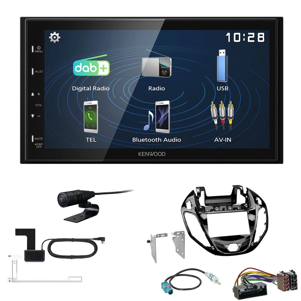 Kenwood DMX129DAB Autoradio für Ford B-Max ab 2012 piano black