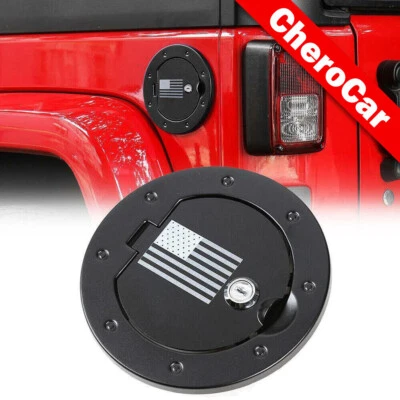Steel Gas Fuel Tank Cap Cover Accessories for 07-18 Jeep Wrangler JK With Lock Foto 1 de 4
