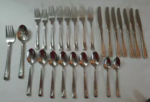 Lot of 26 Pcs Oneida Stainless Lincoln Spoons Knives Forks Serving Fork & Spoon - Picture 1 of 12