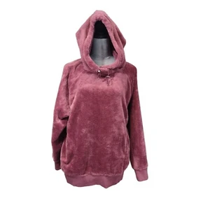 Womens Plush Teddy Bear Hoodie Fleece Sweatshirt Mauve Plus Size 1X - Picture 1 of 6