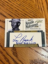 Lou Brock 2012 Prime Cuts Notable Nicknames auto Base Burglar +SI CC - CARDINALS
